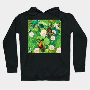 Monkey, toucan and parrot rainforest Hoodie